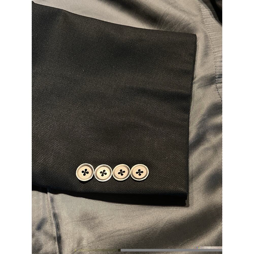 Samuelsohn Custom 44R Solid Black Quality Designer Blazer Silver Tone Buttons - Picture 9 of 16